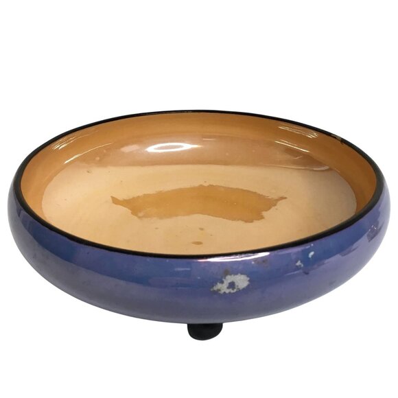 VTG Noritake Lusterware Hand Painted Footed Blue Peach Japanese Bowl 4 Salt Dips - Picture 4 of 11